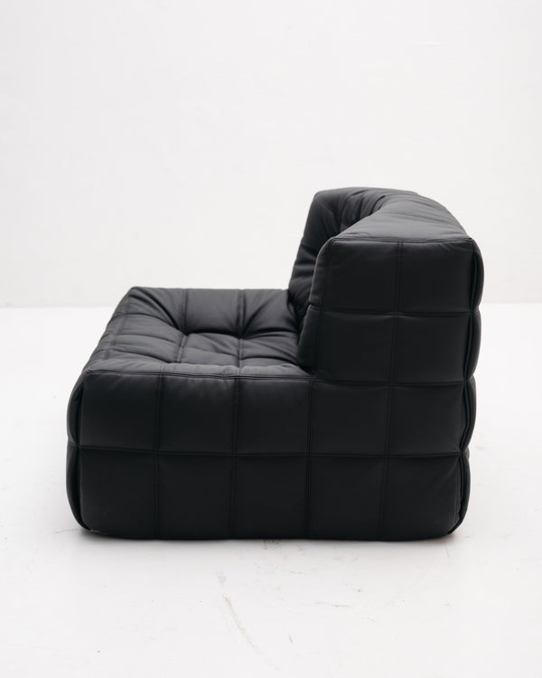 Black Leather Kashima 1-Seater by Michel Ducaroy for Ligne Roset