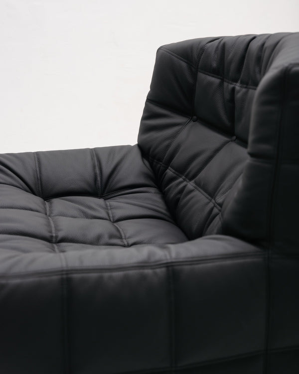 Black Leather Kashima 1-Seater by Michel Ducaroy for Ligne Roset