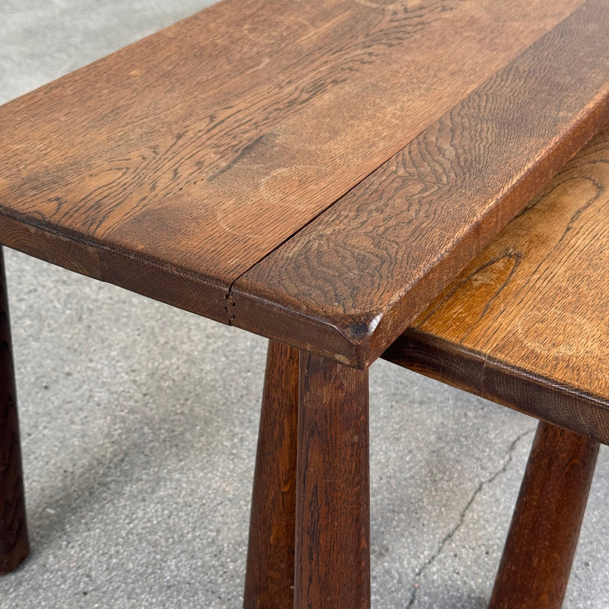 Brutalist 1970s Oak Nesting Table Set