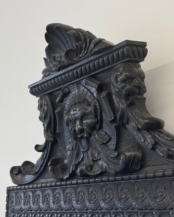 Antique 1910s Black Gothic Wall Mirror