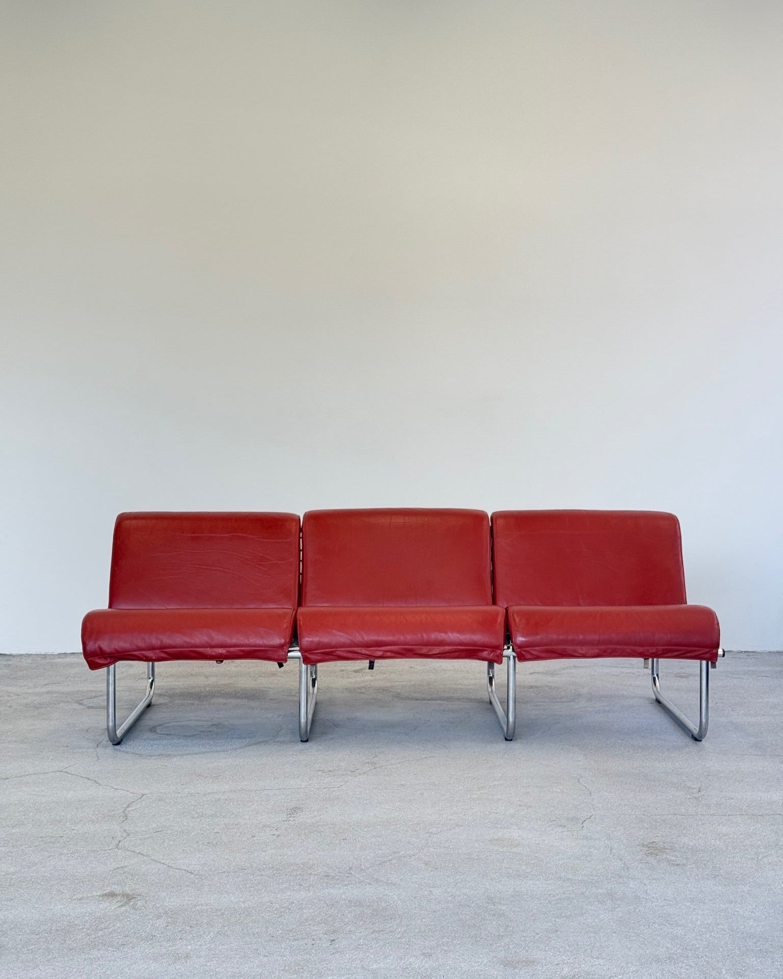 Red Leather Remmi Sofa by Yrjö Kukkapuro