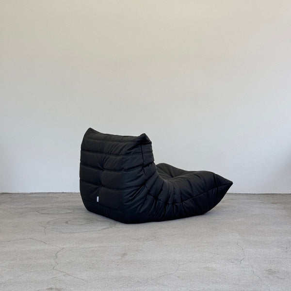 Black Leather Togo Armchair by Michel Ducaroy for Ligne Roset