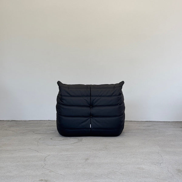 Black Leather Togo Armchair by Michel Ducaroy for Ligne Roset
