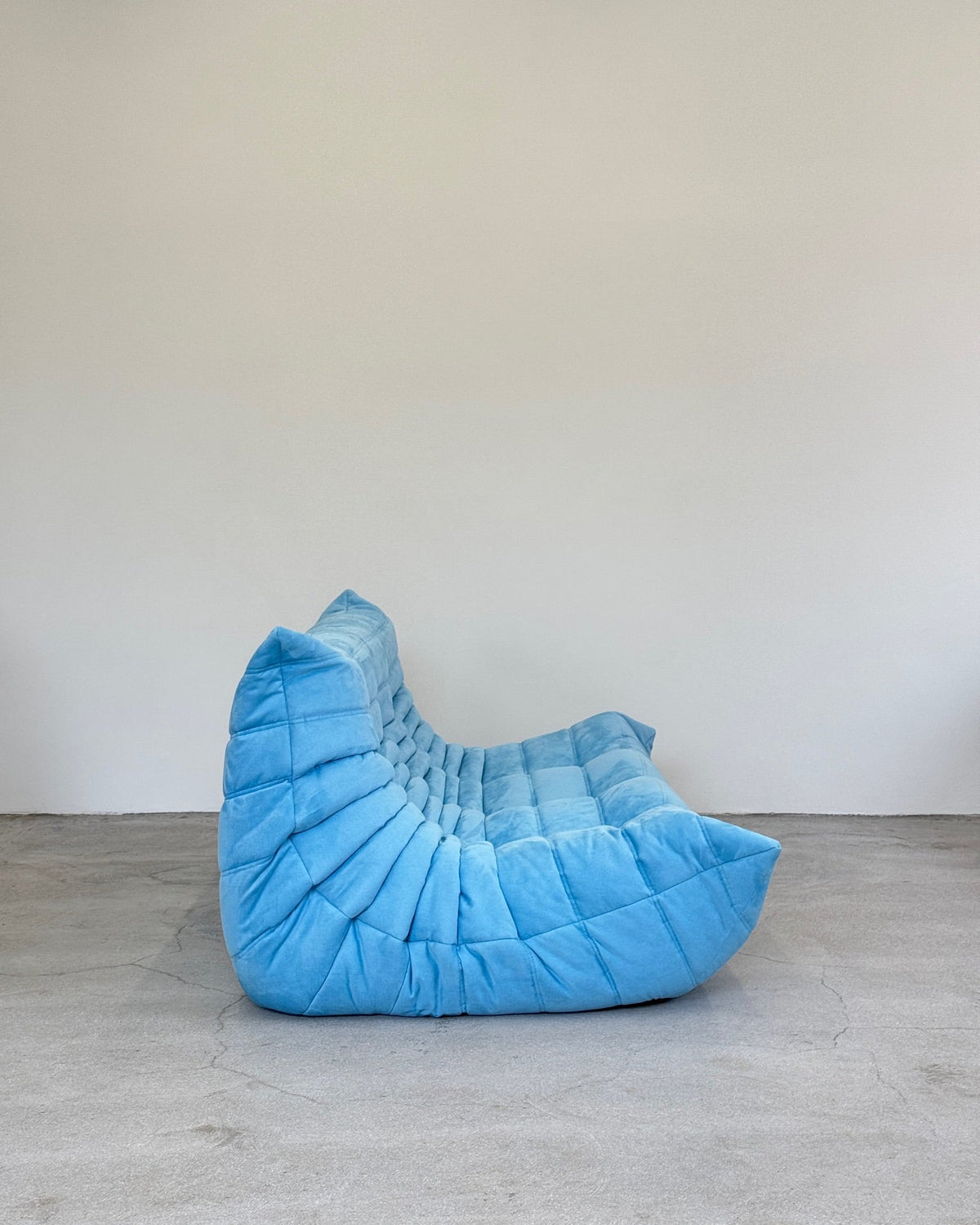 Baby Blue Alcantara 3-Seater Togo by Michel Ducaroy for Ligne Roset