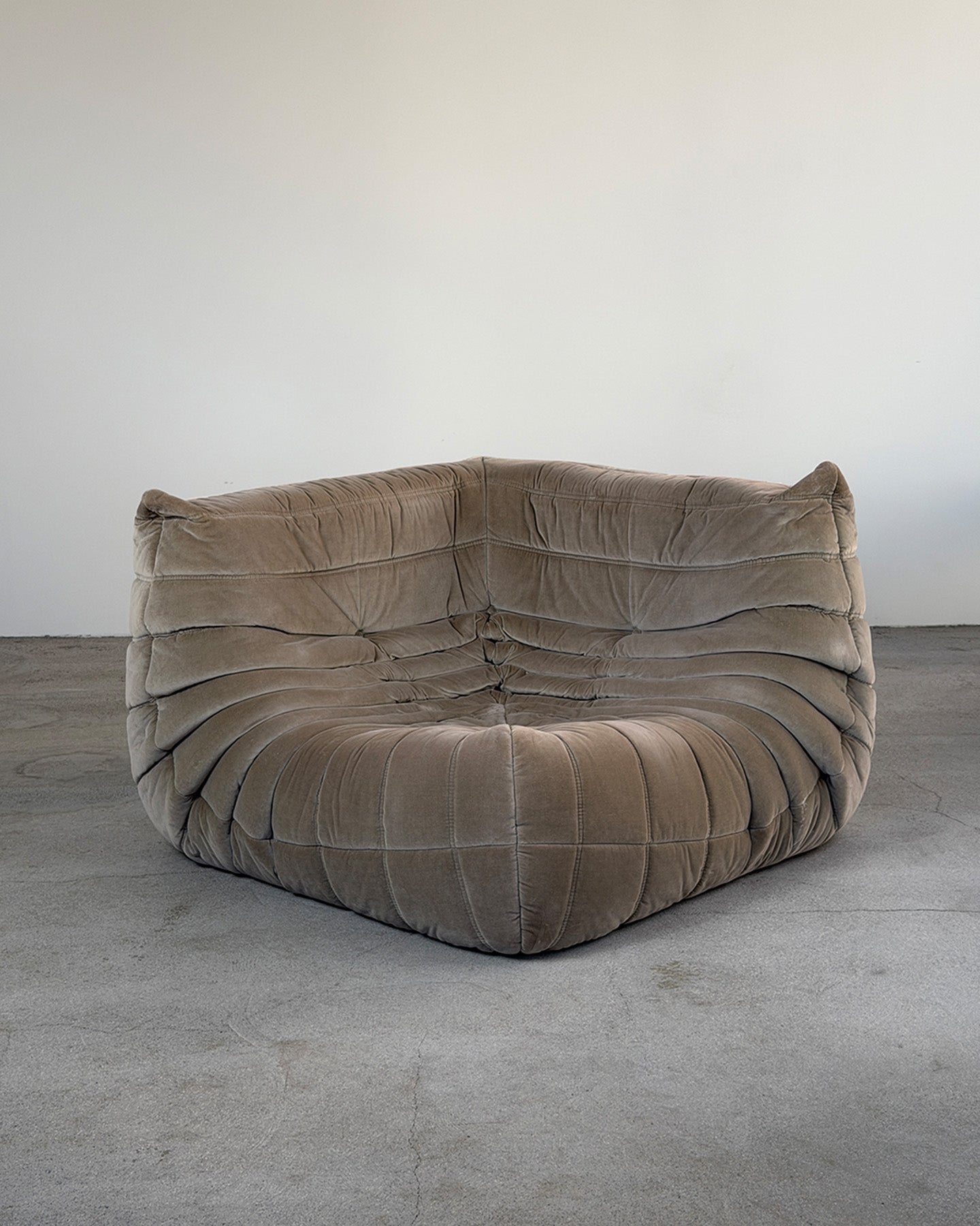 Gray Cotton Velvet Togo Corner Seat by Michel Ducaroy for Ligne Roset