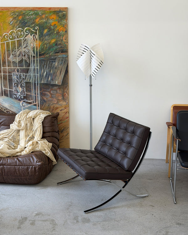 Brown Leather Barcelona Chair by Ludwig Mies van der Rohe for Knoll
