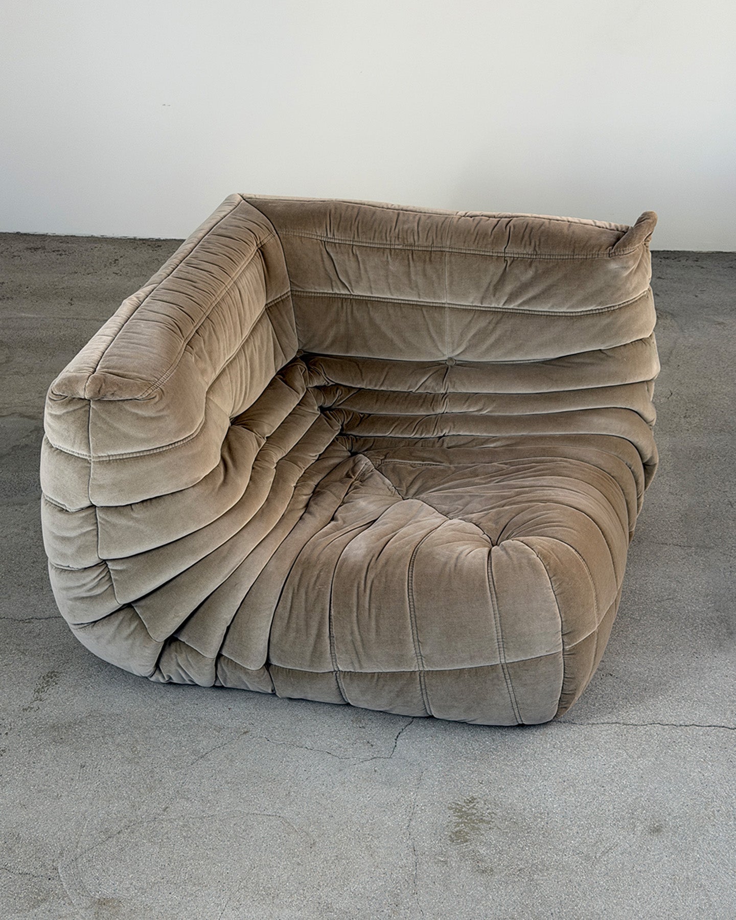 Gray Cotton Velvet Togo Corner Seat by Michel Ducaroy for Ligne Roset