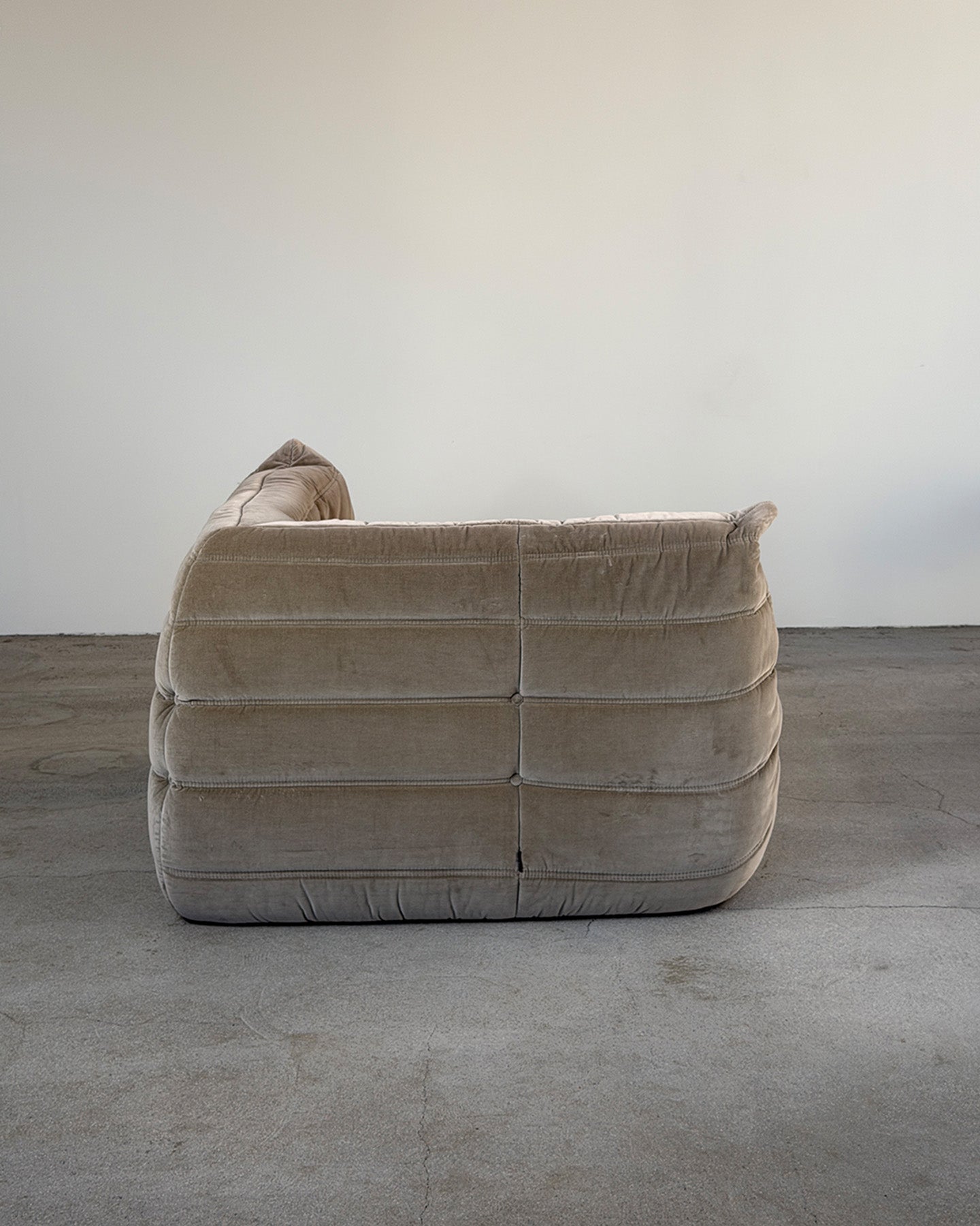 Gray Cotton Velvet Togo Corner Seat by Michel Ducaroy for Ligne Roset