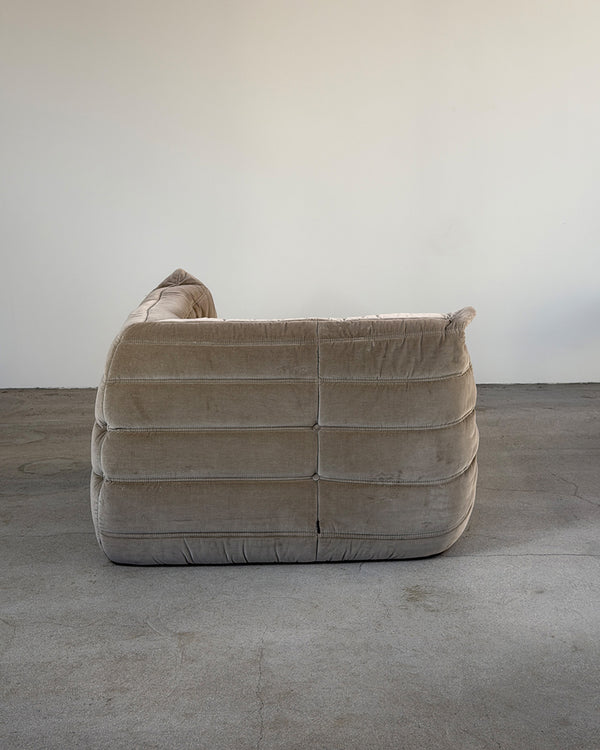Gray Cotton Velvet Togo Corner Seat by Michel Ducaroy for Ligne Roset