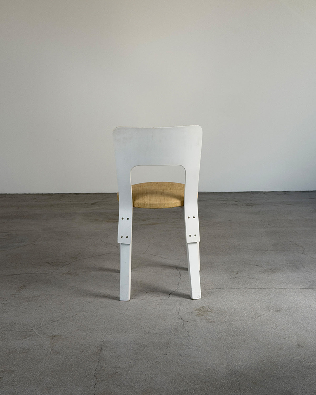 White Artek 66 Chair with Bast Cloth Seat by Alvar Aalto