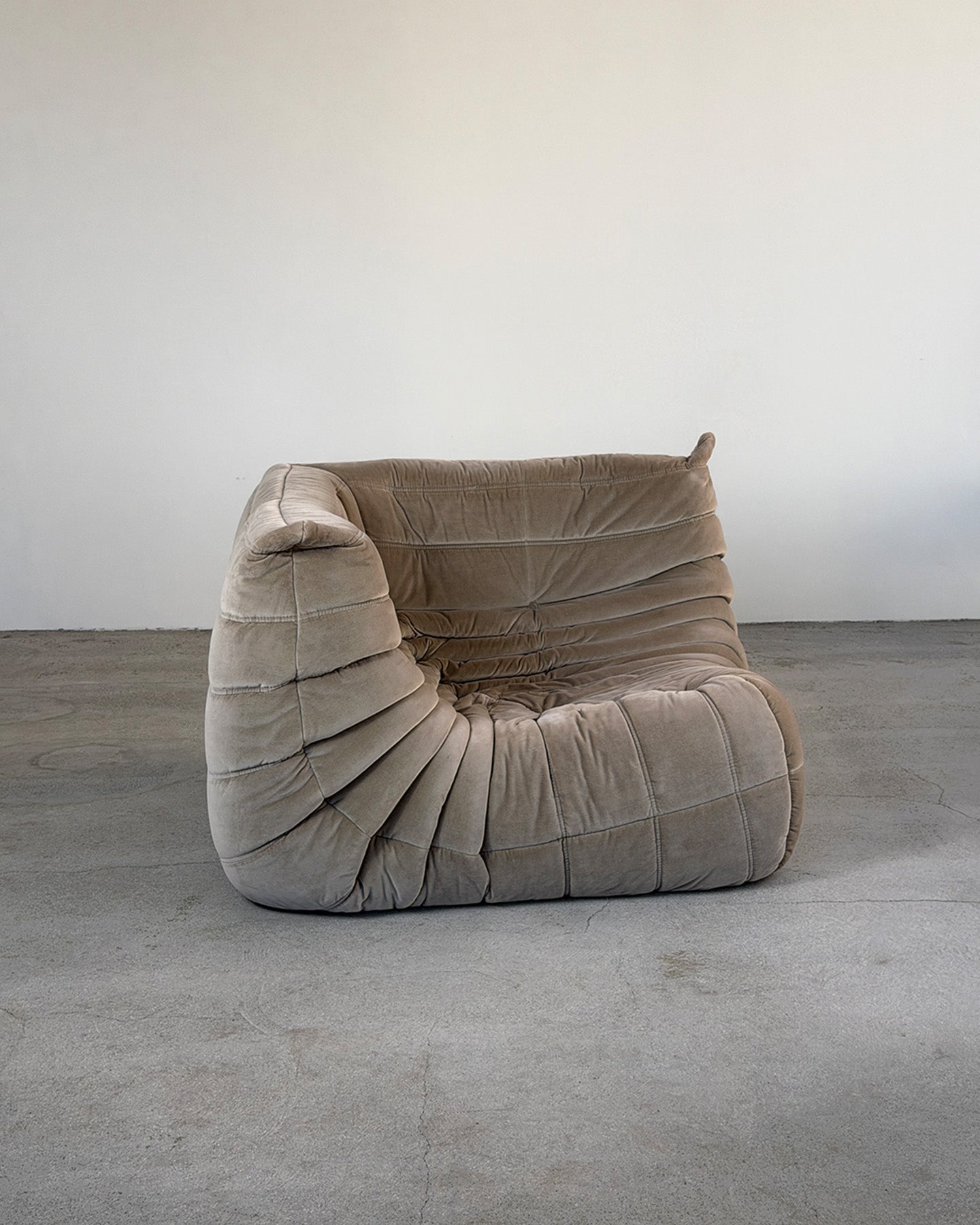 Gray Cotton Velvet Togo Corner Seat by Michel Ducaroy for Ligne Roset