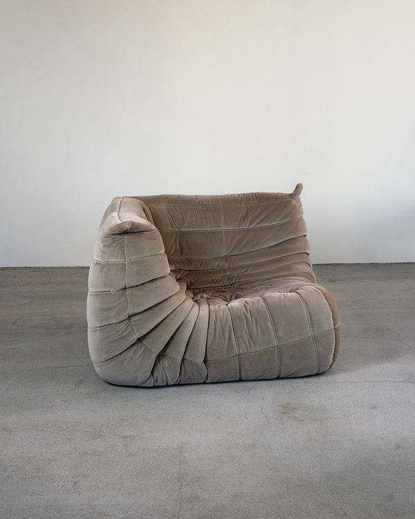 Gray Cotton Velvet Togo Corner Seat by Michel Ducaroy for Ligne Roset