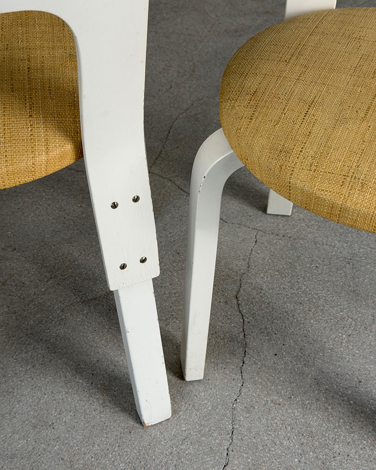 White Artek 66 Chair with Bast Cloth Seat by Alvar Aalto
