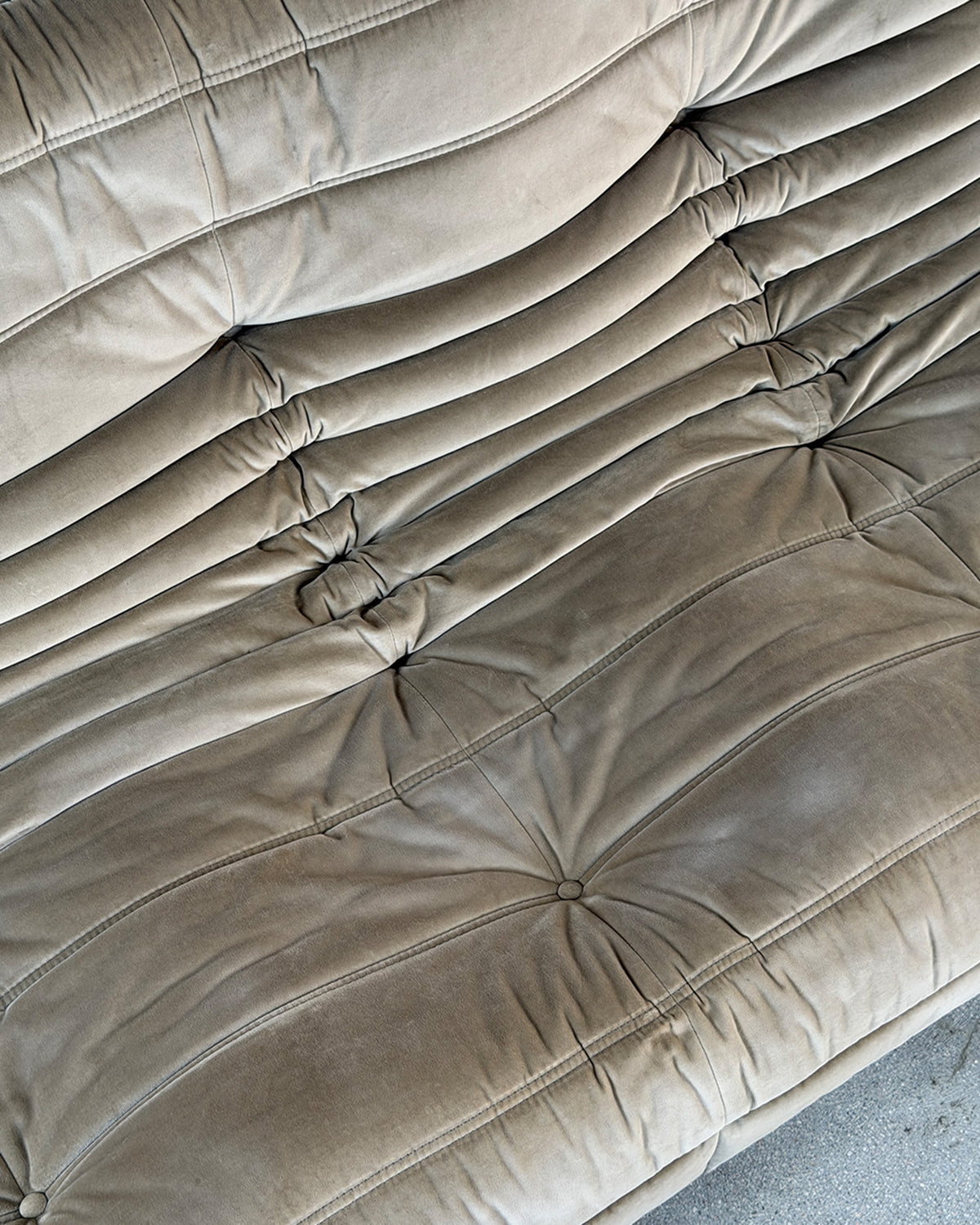 Gray Cotton Velvet 3-Seater Togo Sofa by Michel Ducaroy for Ligne Roset