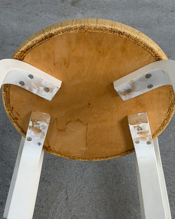 White Artek 66 Chair with Bast Cloth Seat by Alvar Aalto