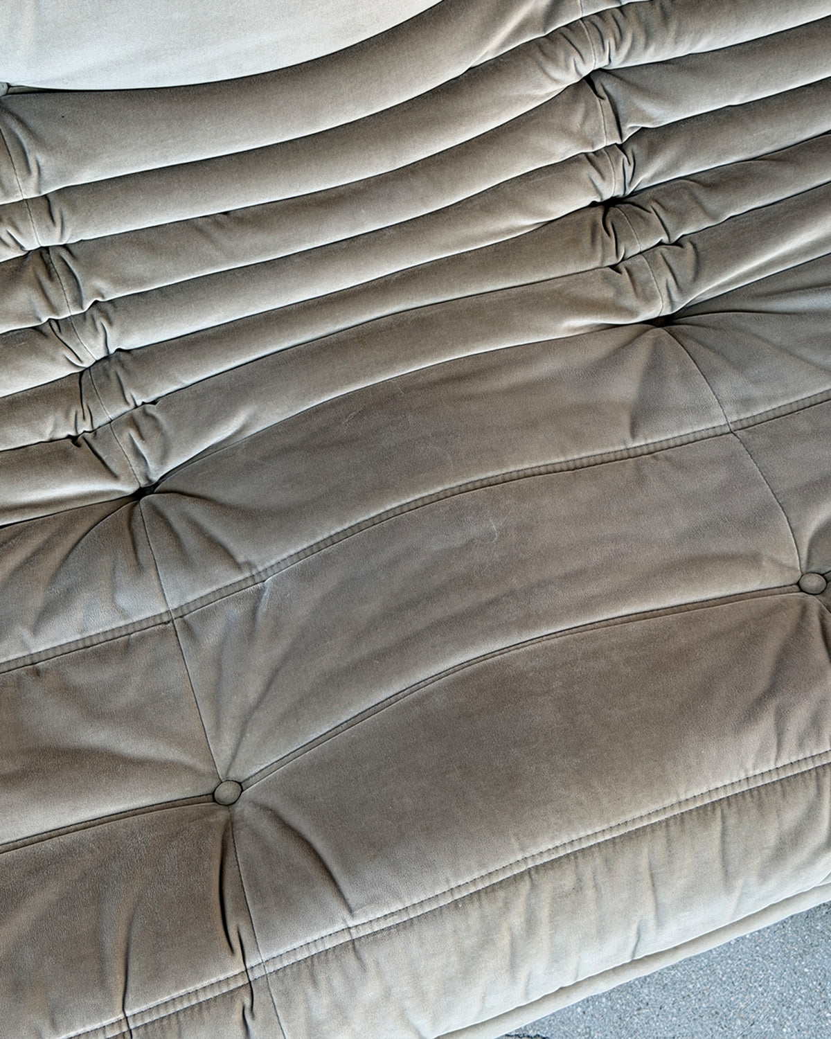 Gray Cotton Velvet 2-Seater Togo Sofa by Michel Ducaroy for Ligne Roset