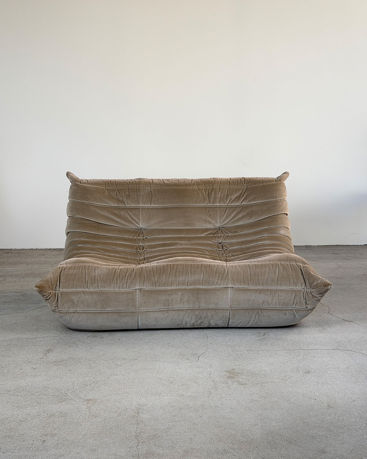 Gray Cotton Velvet 2-Seater Togo Sofa by Michel Ducaroy for Ligne Roset