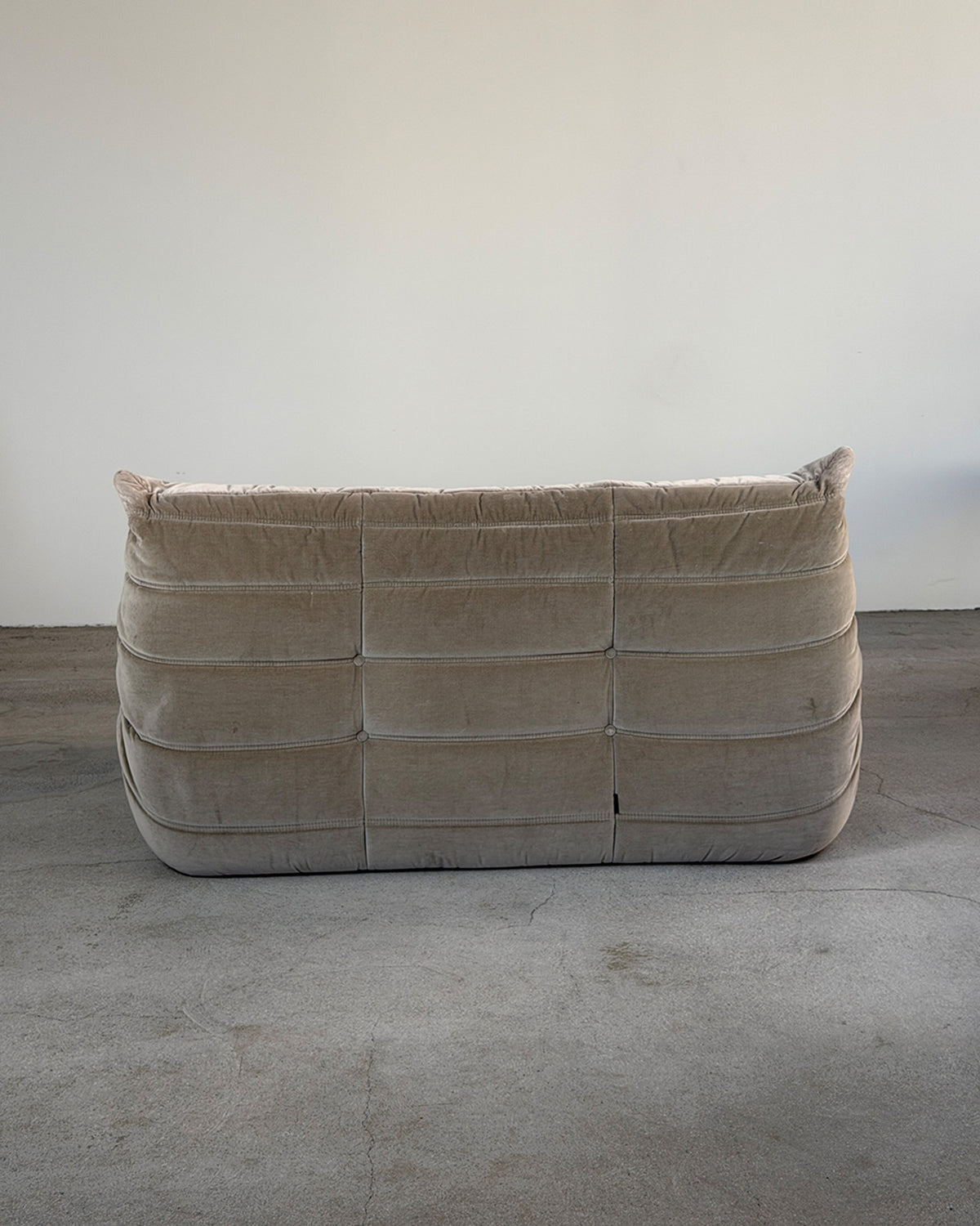Gray Cotton Velvet 2-Seater Togo Sofa by Michel Ducaroy for Ligne Roset