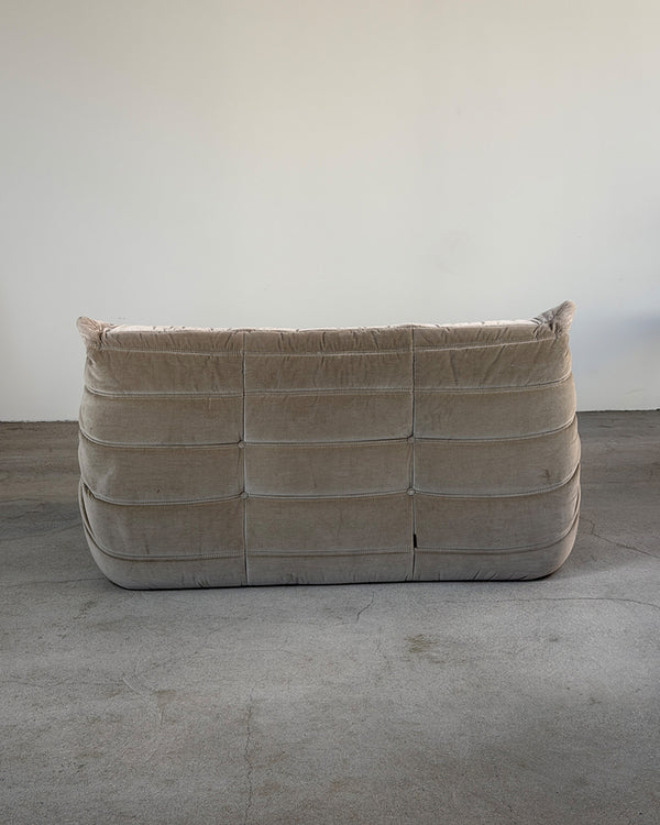 Gray Cotton Velvet 2-Seater Togo Sofa by Michel Ducaroy for Ligne Roset