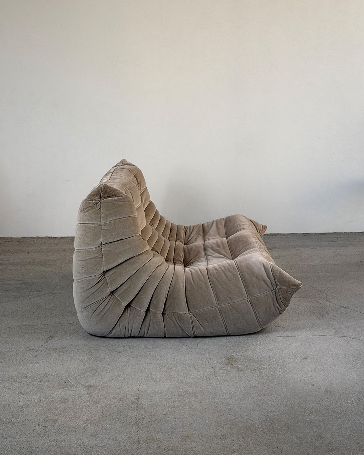 Gray Cotton Velvet 2-Seater Togo Sofa by Michel Ducaroy for Ligne Roset