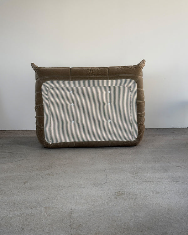Gray Cotton Velvet 2-Seater Togo Sofa by Michel Ducaroy for Ligne Roset