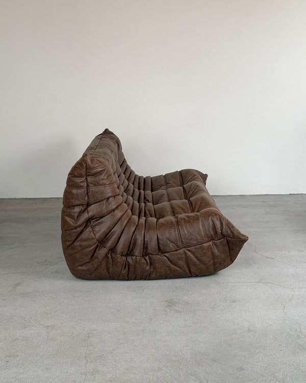 Brown Leather 3-Seater Togo Sofa by Michel Ducaroy for Ligne Roset