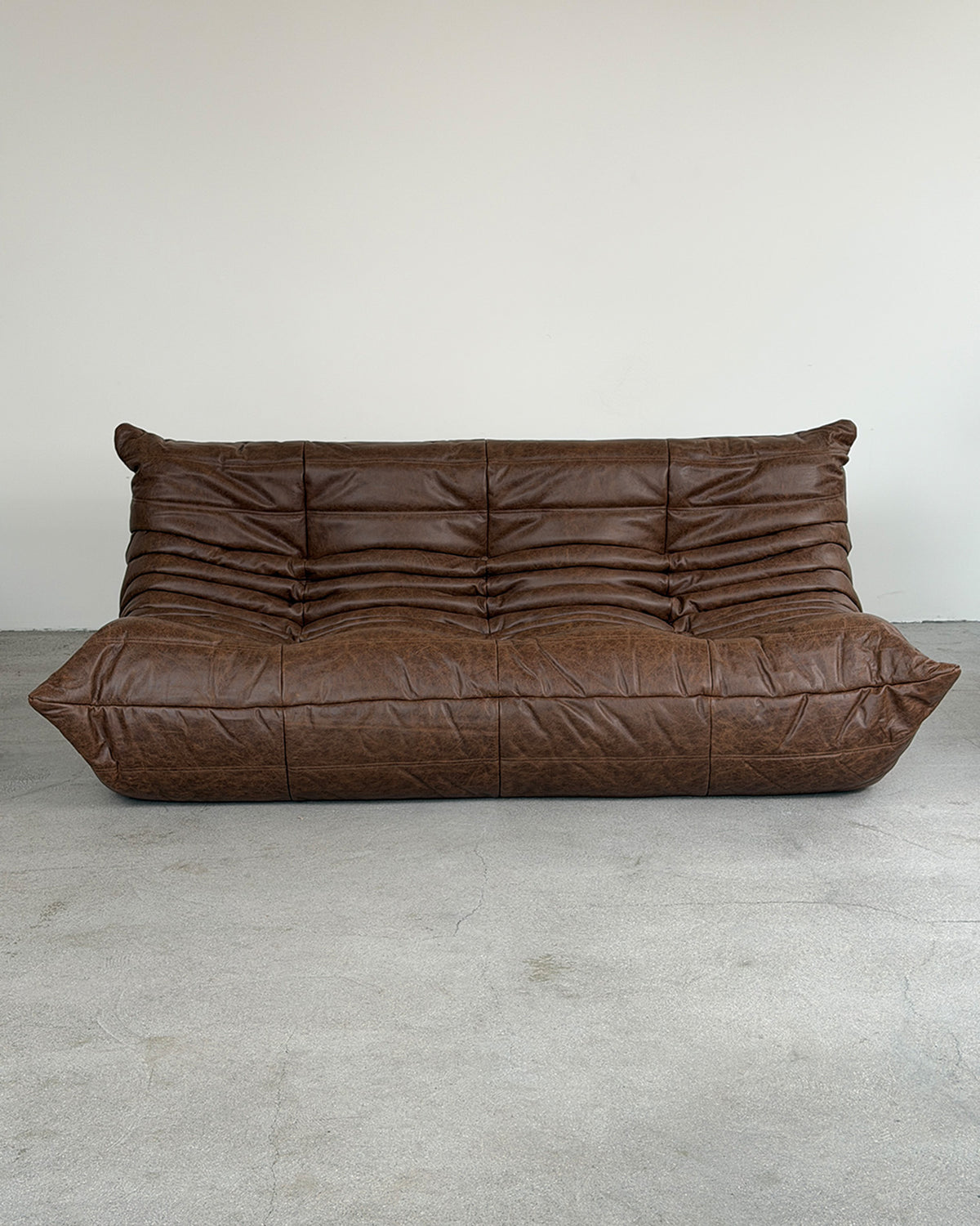 Brown Leather 3-Seater Togo Sofa by Michel Ducaroy for Ligne Roset
