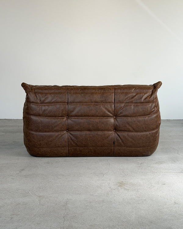 Brown Leather 2-Seater Togo Sofa by Michel Ducaroy for Ligne Roset