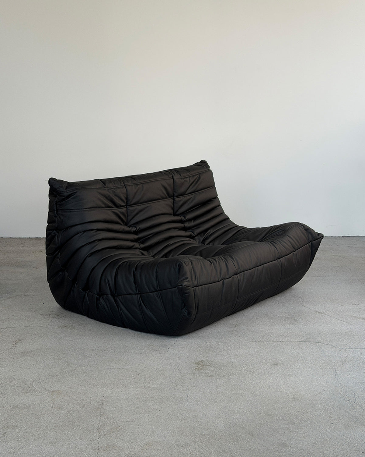 Black Leather 2-Seater Togo Sofa by Michel Ducaroy for Ligne Roset