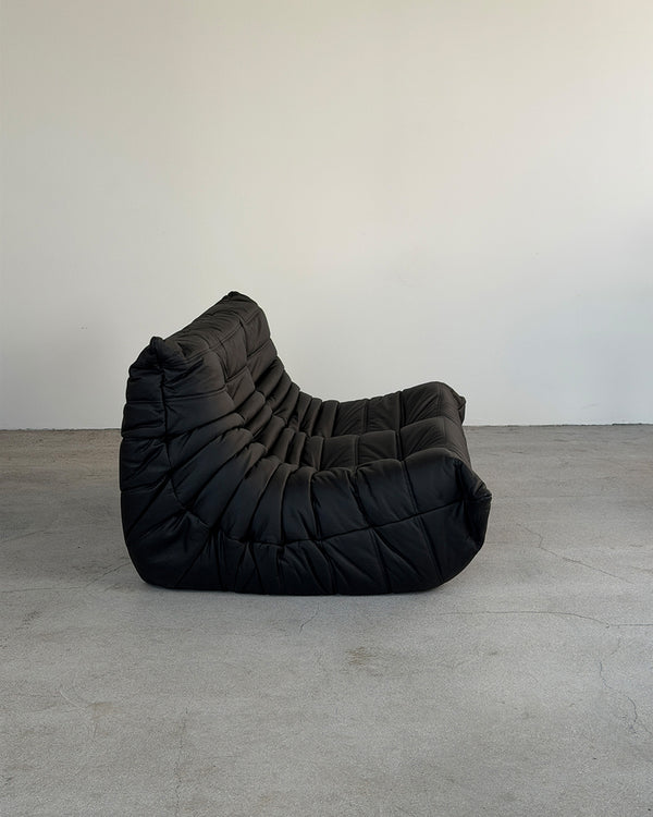 Black Leather 2-Seater Togo Sofa by Michel Ducaroy for Ligne Roset