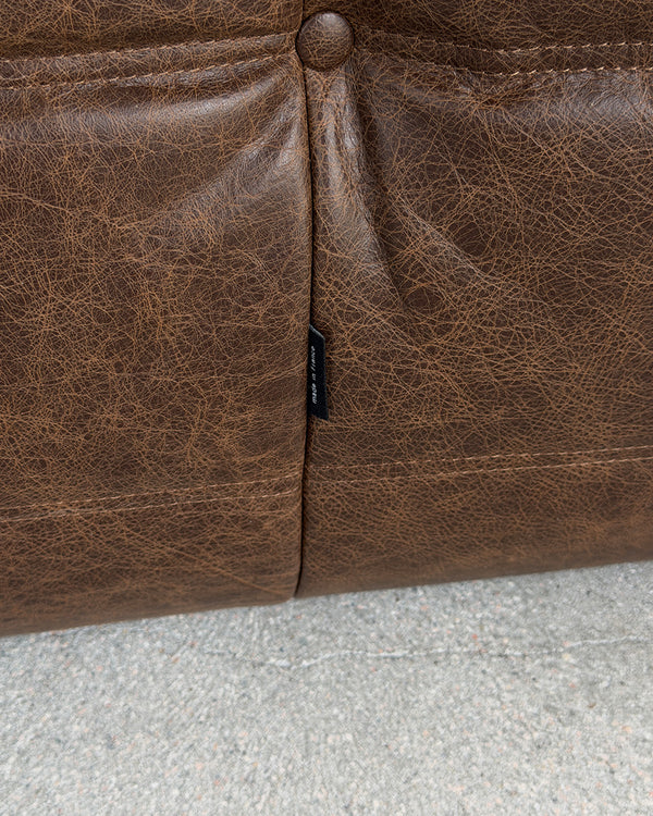 Brown Leather 3-Seater Togo Sofa by Michel Ducaroy for Ligne Roset