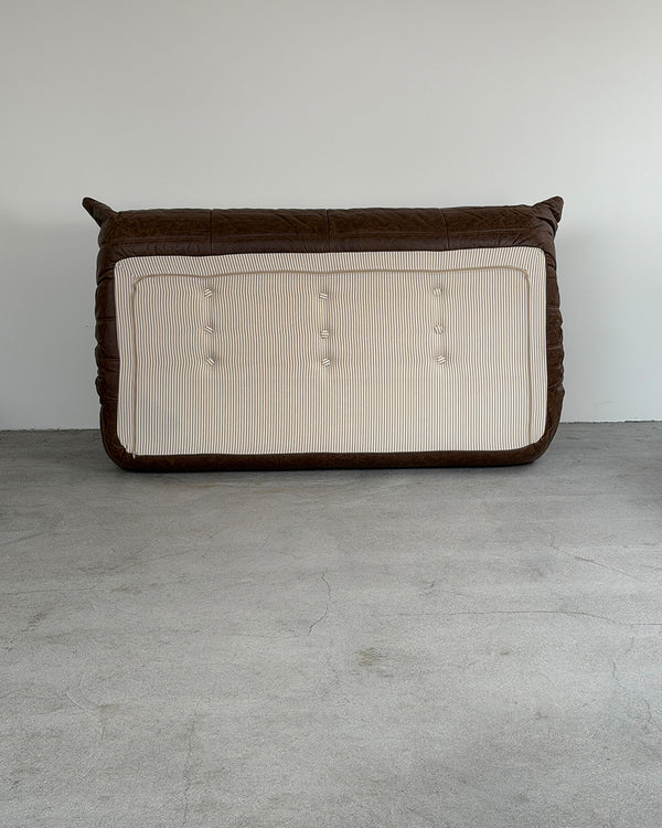 Brown Leather 3-Seater Togo Sofa by Michel Ducaroy for Ligne Roset