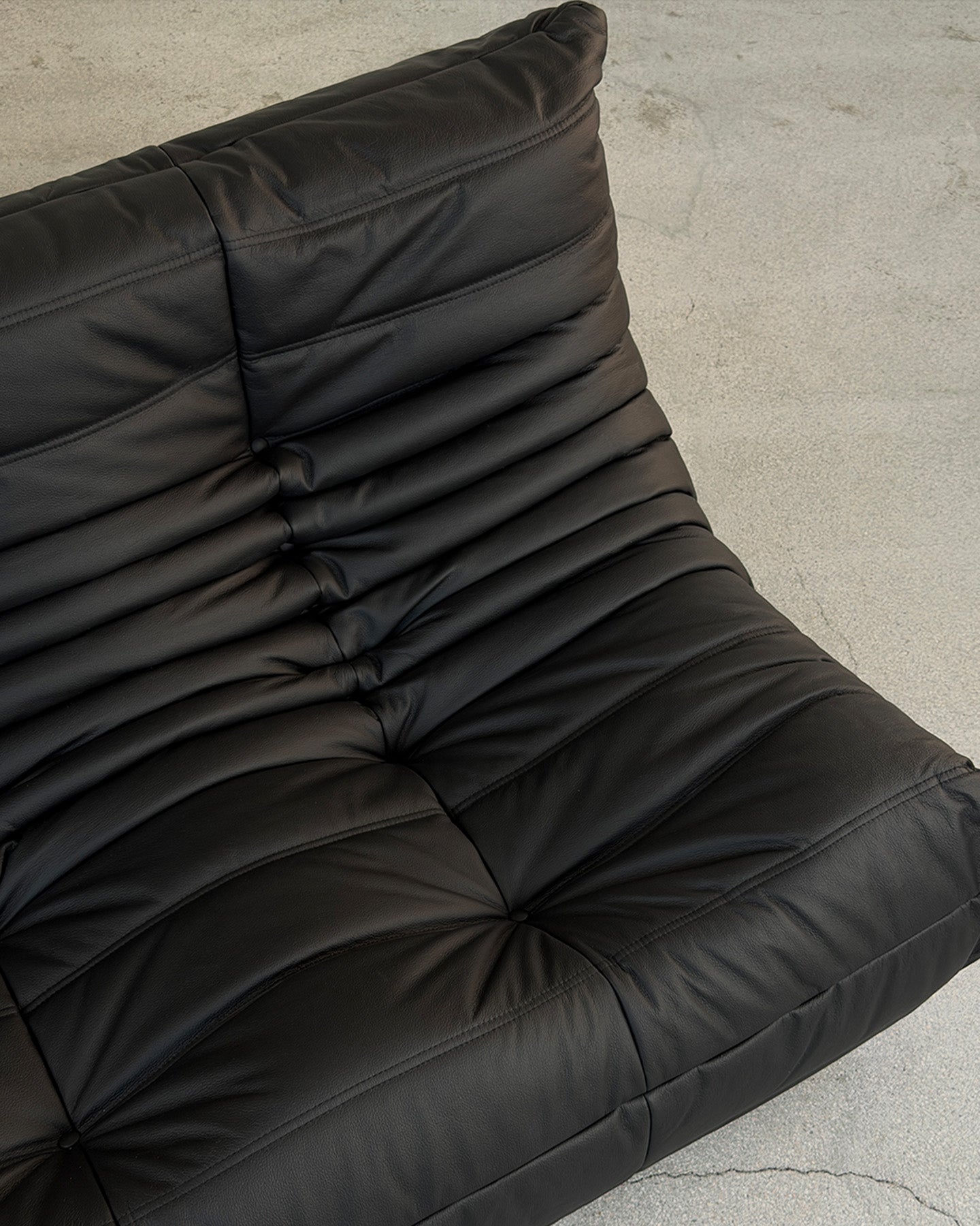 Black Leather 2-Seater Togo Sofa by Michel Ducaroy for Ligne Roset
