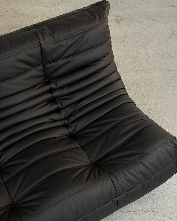 Black Leather 2-Seater Togo Sofa by Michel Ducaroy for Ligne Roset