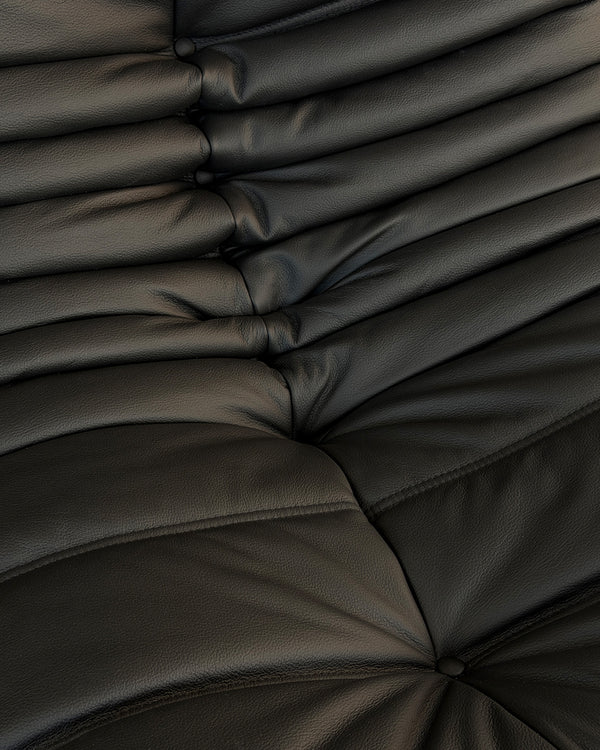 Black Leather 2-Seater Togo Sofa by Michel Ducaroy for Ligne Roset