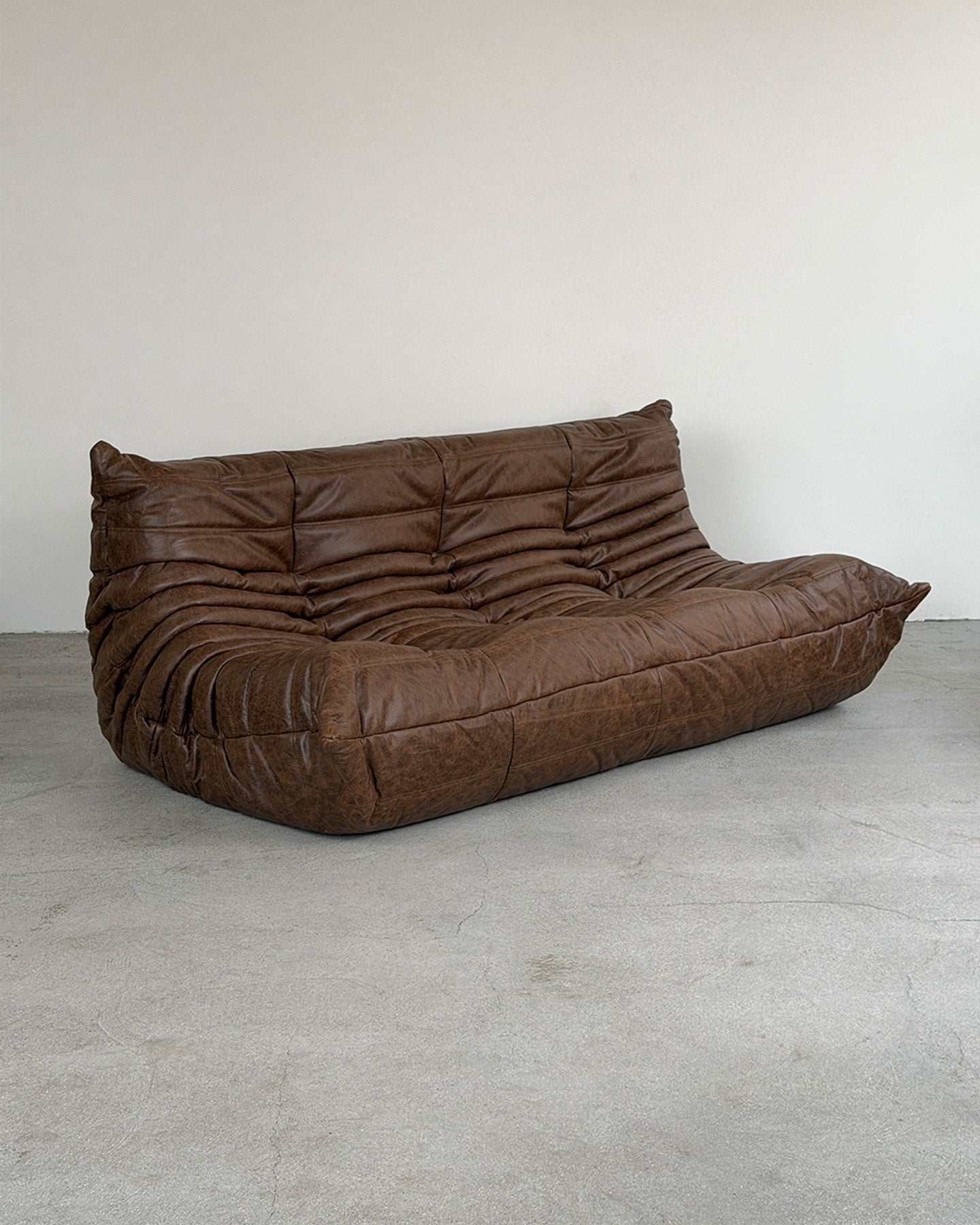 Brown Leather 3-Seater Togo Sofa by Michel Ducaroy for Ligne Roset
