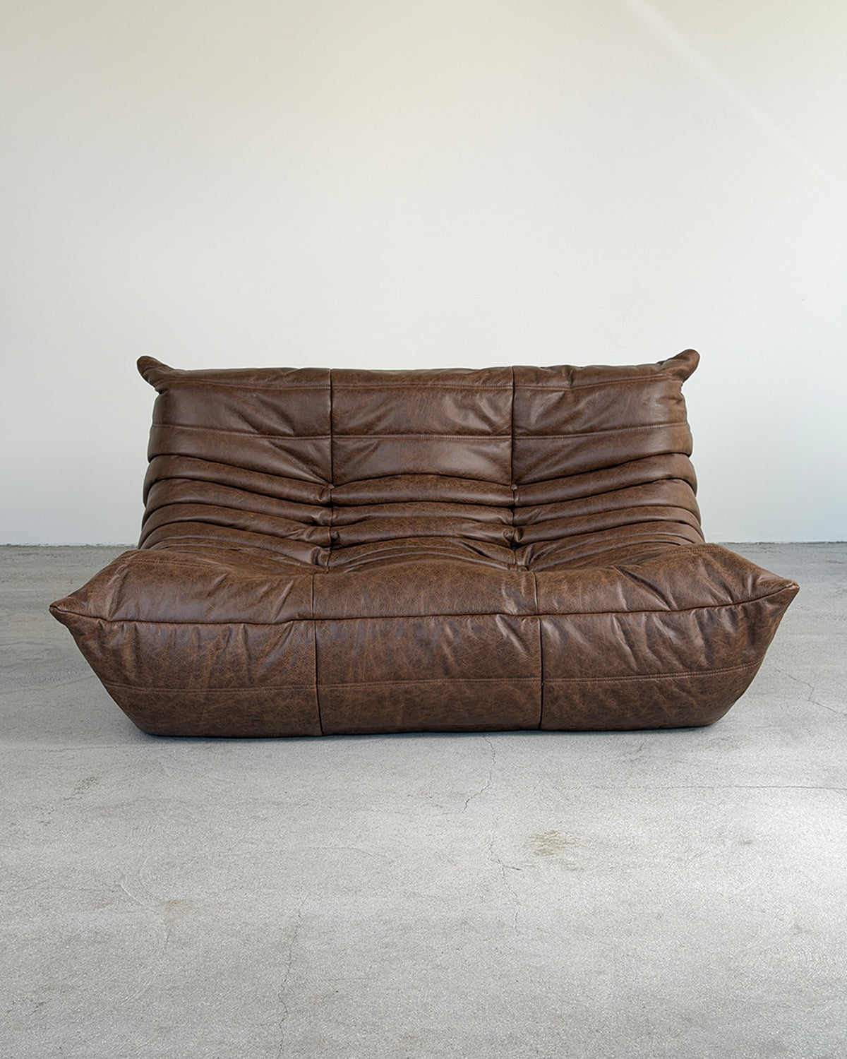 Brown Leather 2-Seater Togo Sofa by Michel Ducaroy for Ligne Roset