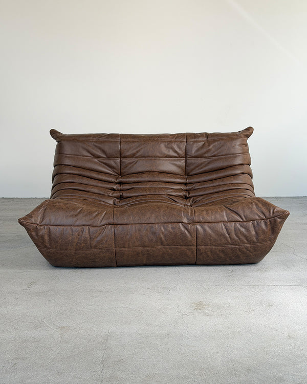 Brown Leather 2-Seater Togo Sofa by Michel Ducaroy for Ligne Roset