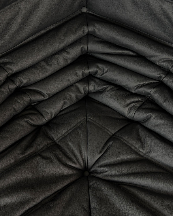 Black Leather Corner Togo Lounge Chair by Michel Ducaroy for Ligne Roset