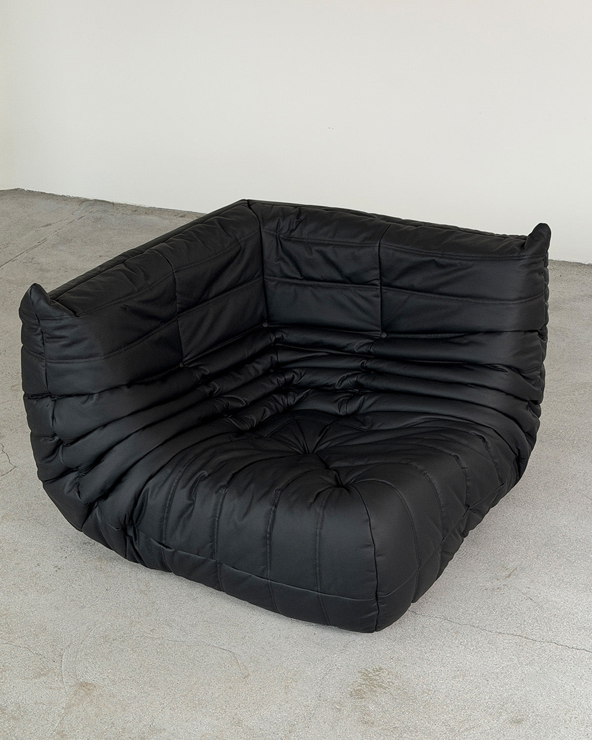 Black Leather Corner Togo Lounge Chair by Michel Ducaroy for Ligne Roset