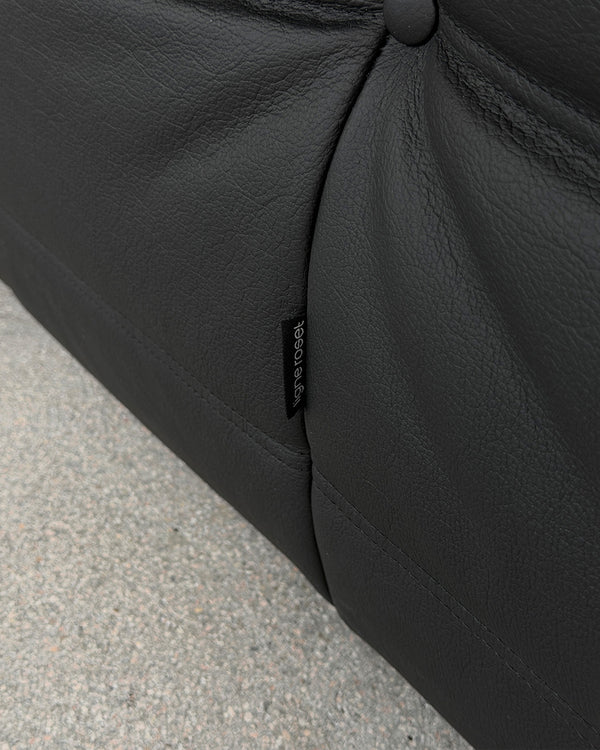 Black Leather 3-Seater Togo Sofa by Michel Ducaroy for Ligne Roset