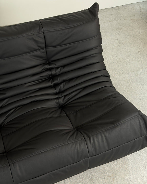 Black Leather 3-Seater Togo Sofa by Michel Ducaroy for Ligne Roset