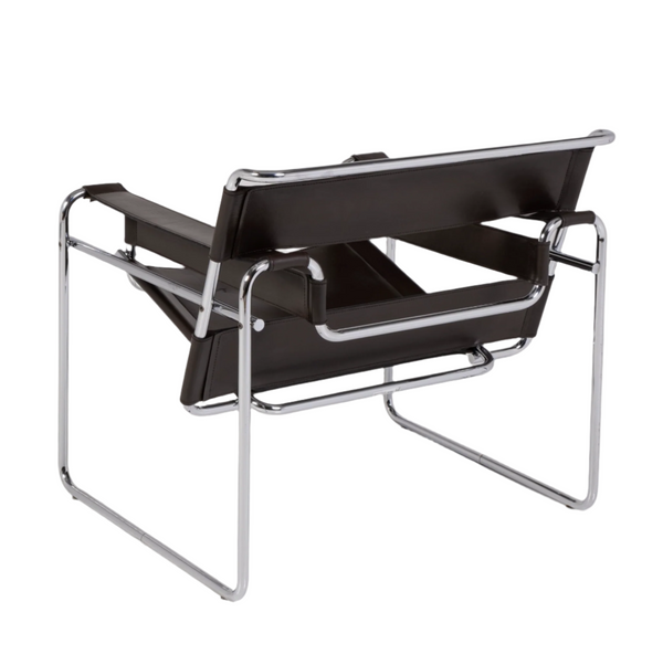 Modern chair with black seat and backrest on a white background