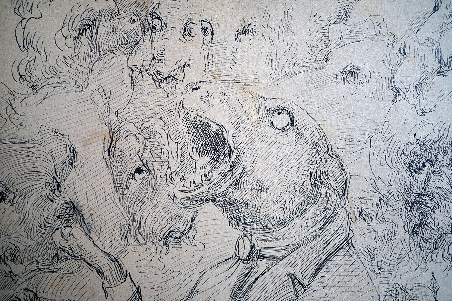 Series of 1920s Surrealist Pen & Ink Sketches of Anthropomorphic Dogs & Mephistopheles