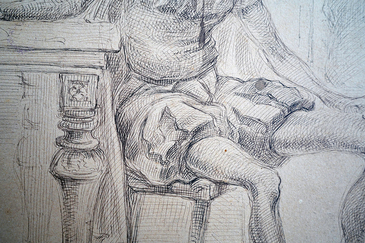 Series of 1920s Surrealist Pen & Ink Sketches of Anthropomorphic Dogs & Mephistopheles