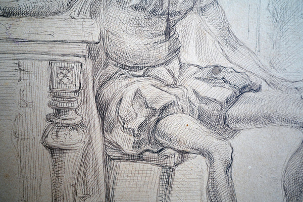 Series of 1920s Surrealist Pen & Ink Sketches of Anthropomorphic Dogs & Mephistopheles